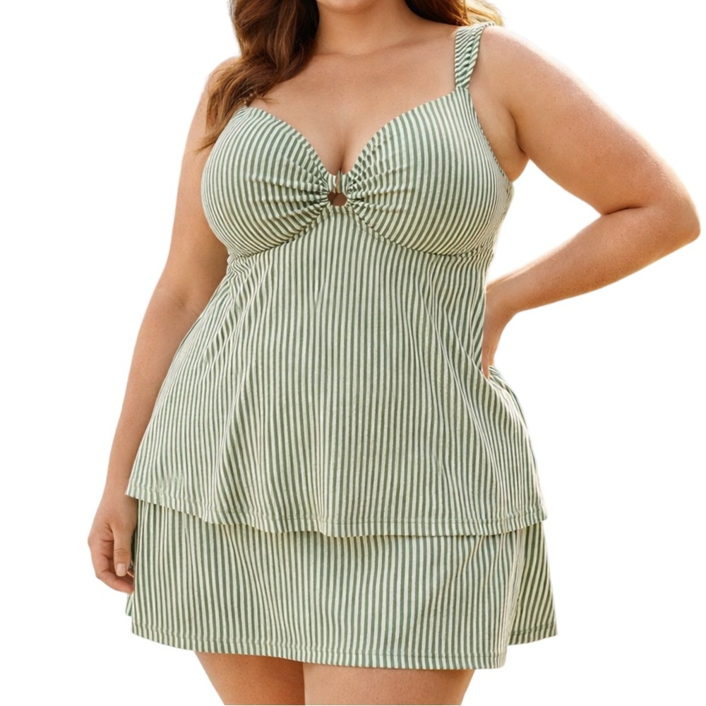 Swim by Cacique Tankini Swim Skirt Set 44DDD Plus Size 20 EUC